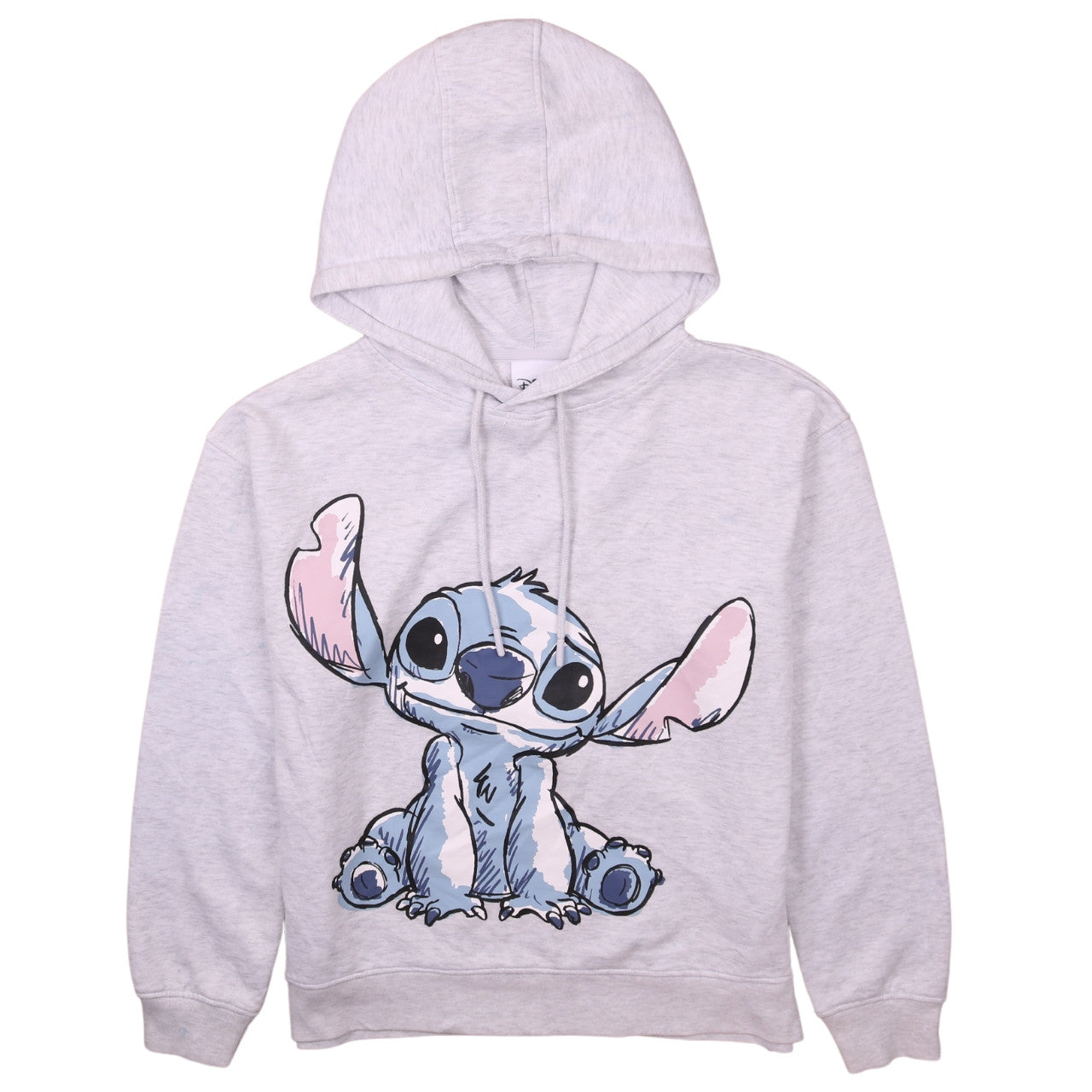 Disney Women Grey Stitch Pullover Hoodie Size S 10/12 Lined Cotton