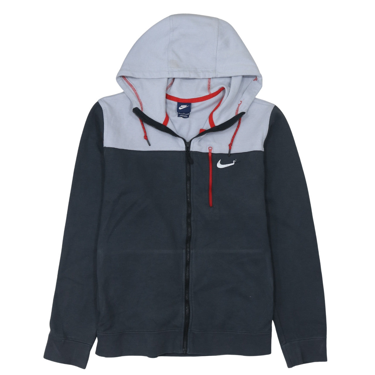 Nike Mens Grey Full Zip Hoodie XL Regular Fit Logo Hooded Sweatshirt