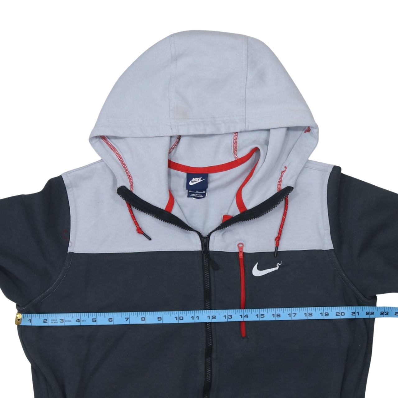 Nike Mens Grey Full Zip Hoodie XL Regular Fit Logo Hooded Sweatshirt