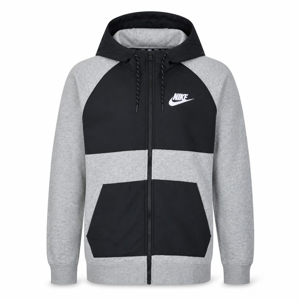 Nike Men's Grey Full Zip Hoodie M Regular Fit Logo Sportswear