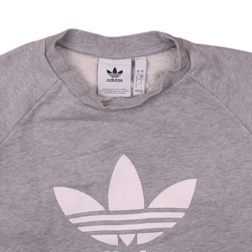 Adidas Men’s Grey Trefoil Logo Pullover Sweatshirt S Regular Fit