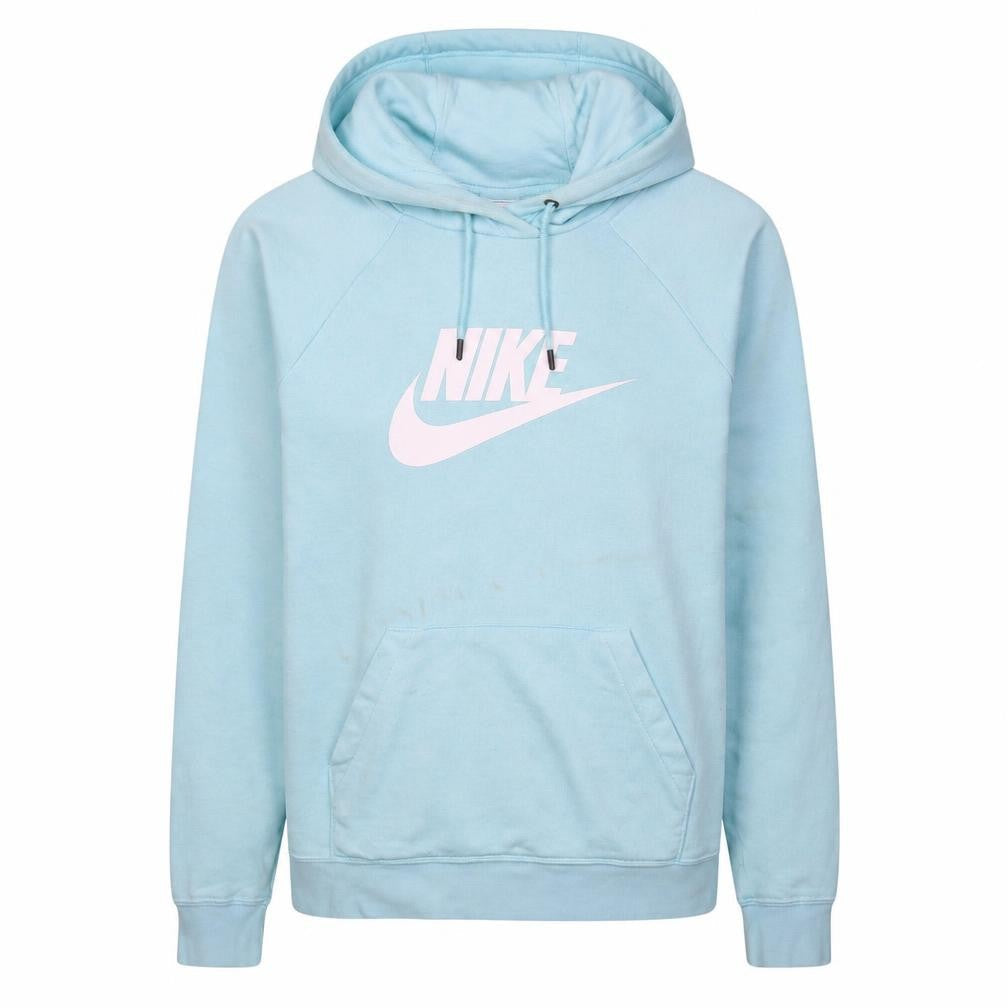 Nike Women's Blue Pullover Hoodie Medium Logo Print Casual Sportswear