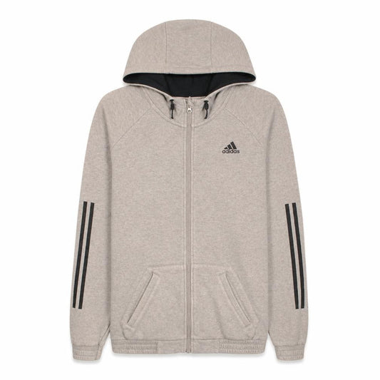 Adidas Womens Beige Full Zip Hoodie Size L Cotton Blend Sportswear