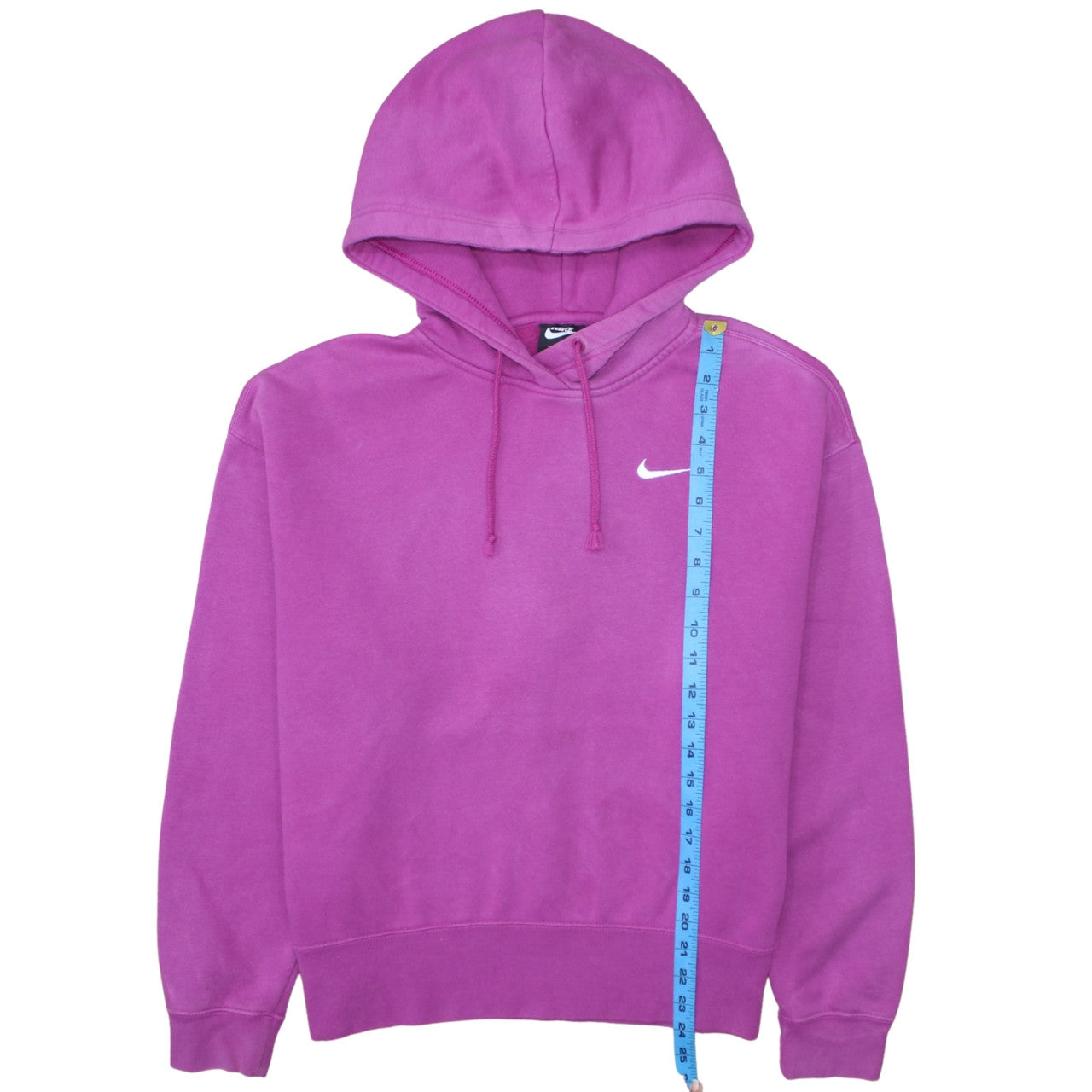 Nike Womens Pink Pullover Hoodie Medium Cotton Blend Logo Sweatshirt
