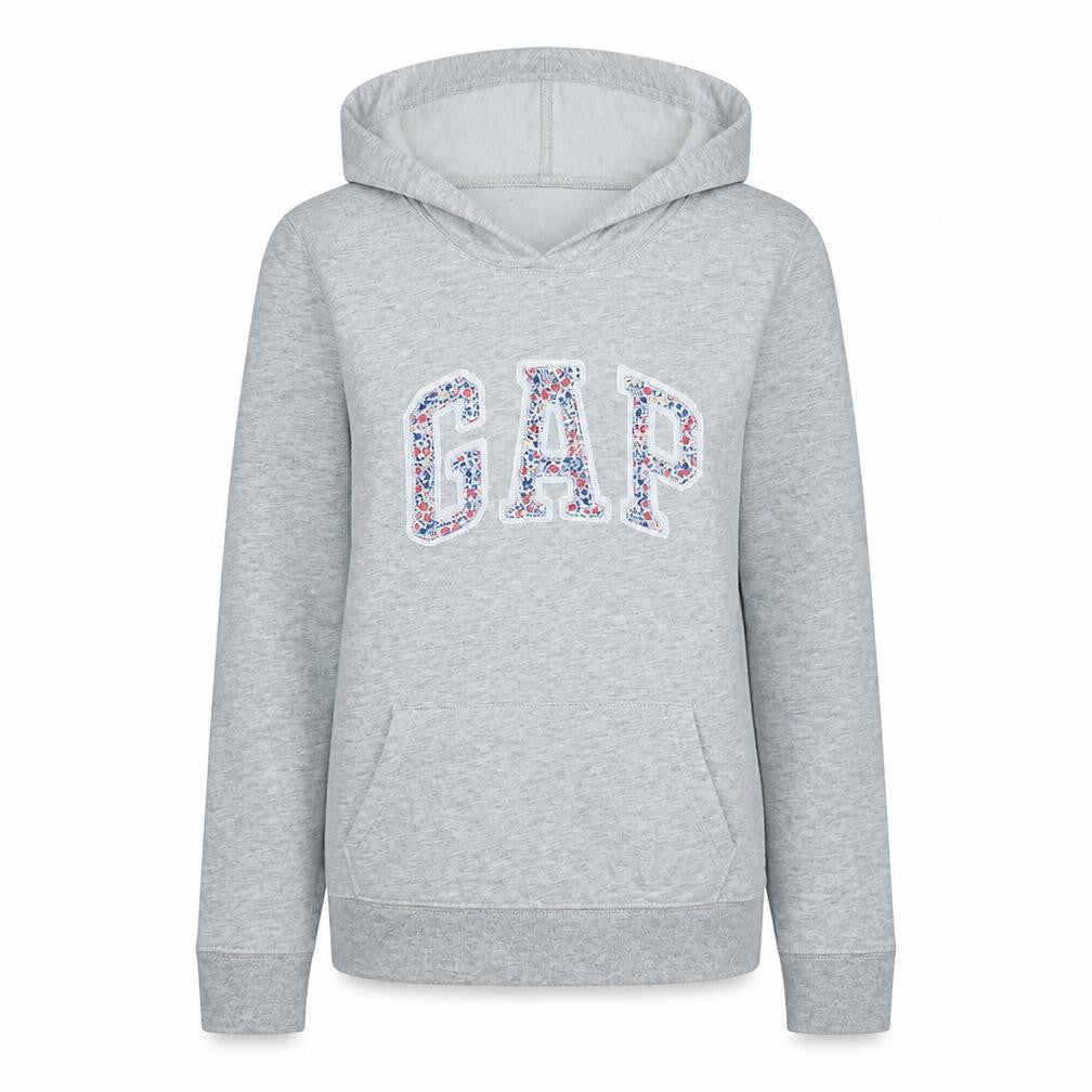 Gap Womens Grey Floral Logo Pullover Hoodie Size S