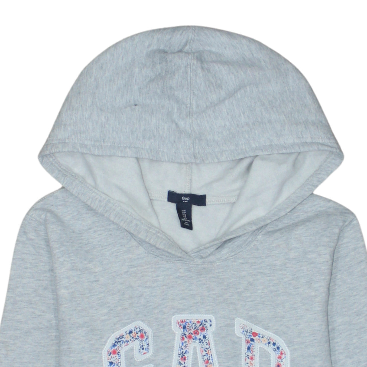 GAP Womens Grey Floral Logo Pullover Hoodie Size S