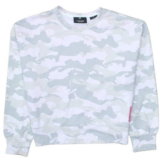 Calvin Klein Performance Women's Grey Camo Pullover Sweatshirt L