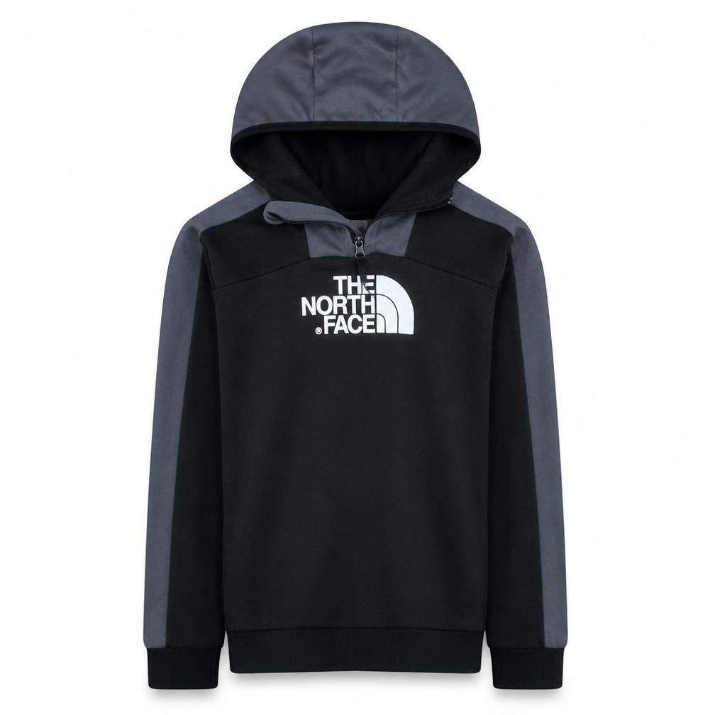 The North Face Boys Black XL Pullover Hoodie Fleece 1/4 Zip Logo Sweatshirt