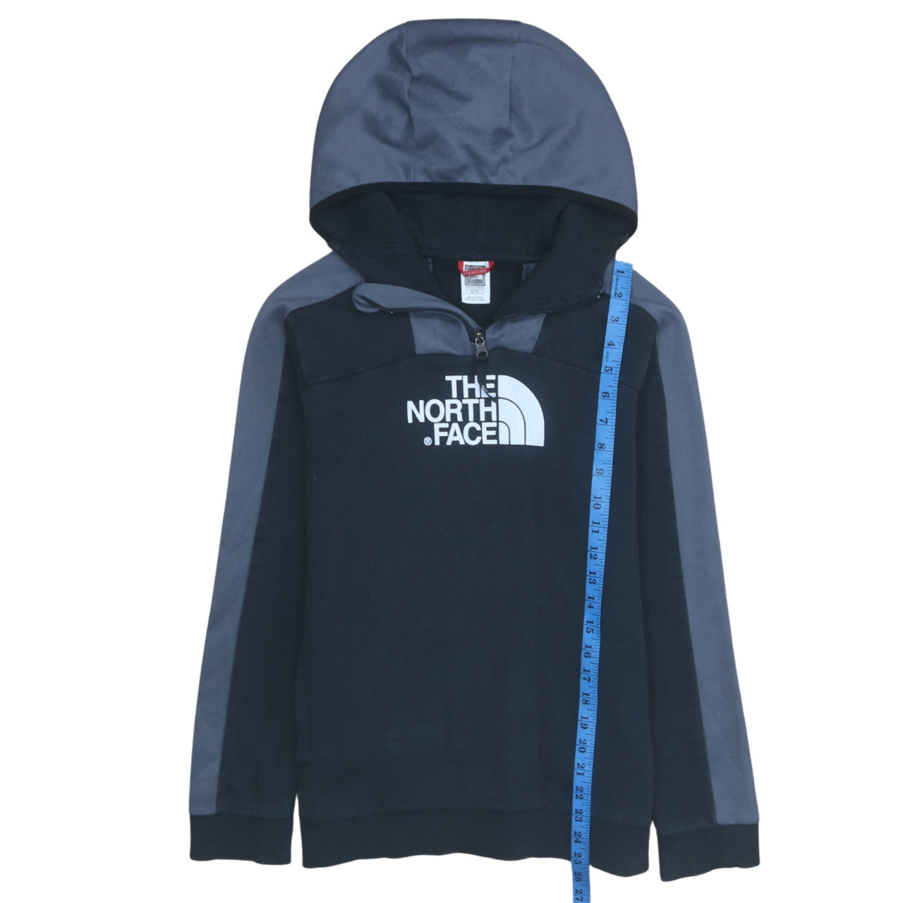 The North Face Boys Black XL Pullover Hoodie Fleece 1/4 Zip Logo Sweatshirt