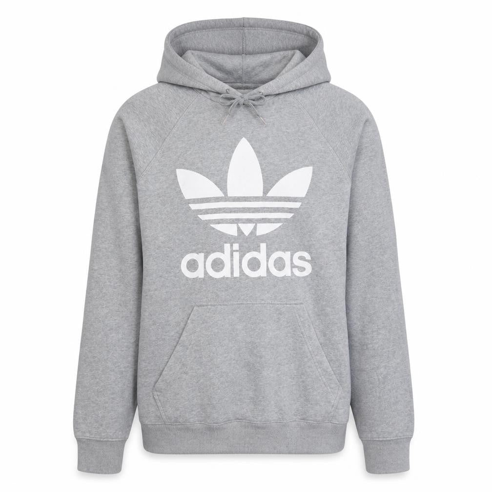 Adidas Men's Grey Pullover Hoodie Small Logo Fleece Sweatshirt