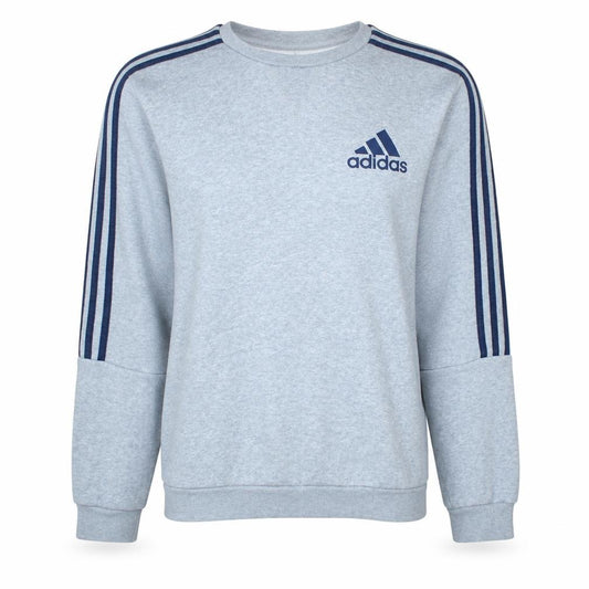 adidas Men Grey Crew Neck Pullover Sweatshirt S Regular Fit Sports Fleece