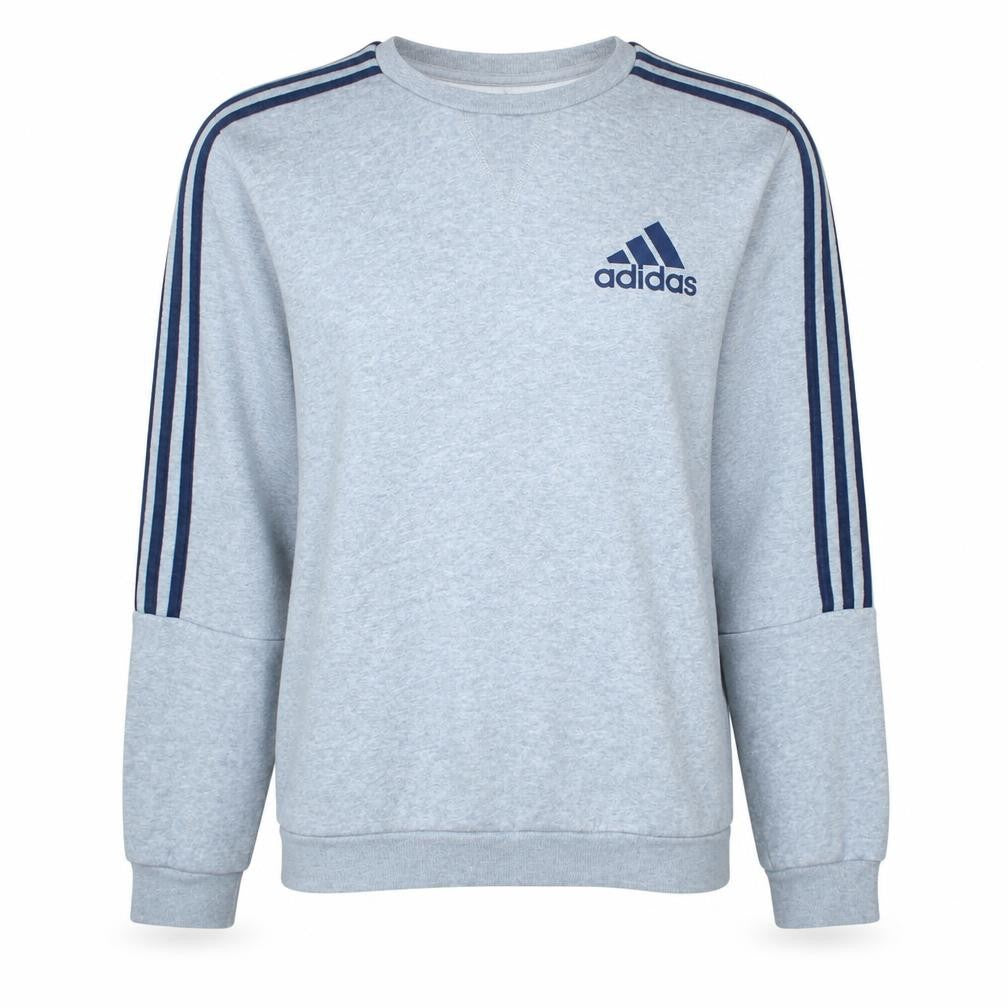 adidas Men Grey Crew Neck Pullover Sweatshirt S Regular Fit Sports Fleece