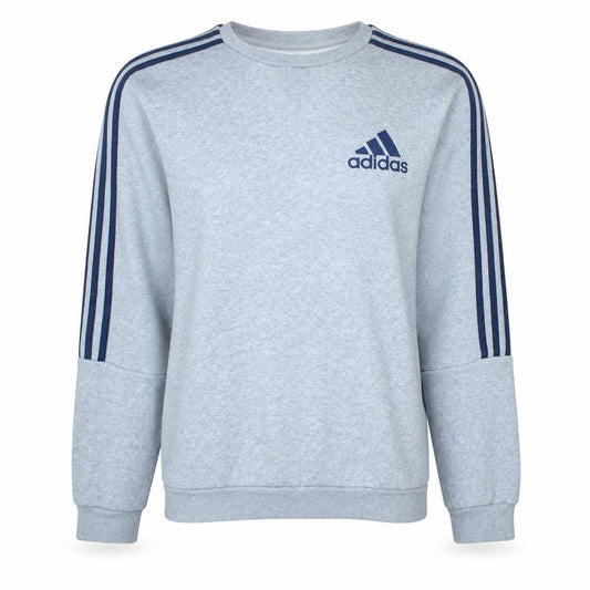 adidas Men Grey Crew Neck Pullover Sweatshirt S Regular Fit Sports Fleece