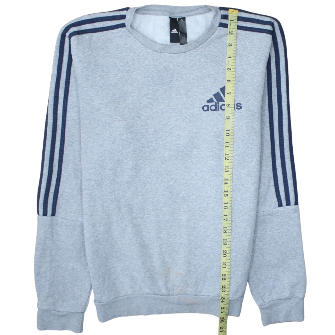 adidas Men Grey Crew Neck Pullover Sweatshirt S Regular Fit Sports Fleece