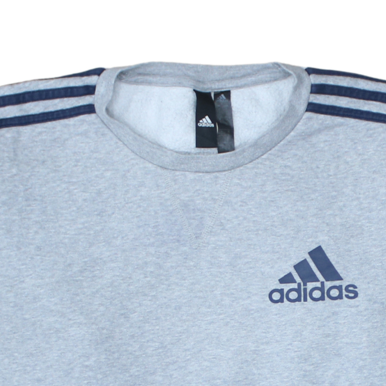 adidas Men Grey Crew Neck Pullover Sweatshirt S Regular Fit Sports Fleece