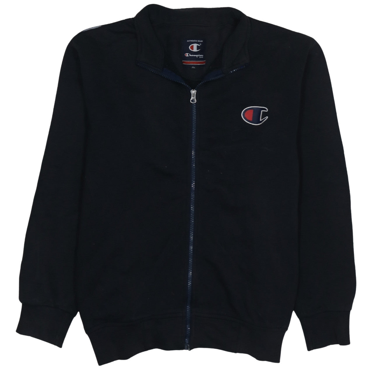 Champion Men's Black L Track Jacket Full Zip Logo Sportswear