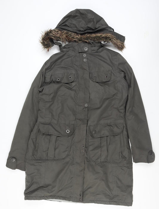 Trespass Womens Green XL Waterproof Fur Trim Parka Coat