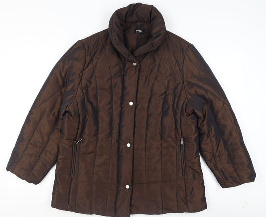 Hucke Women Brown Quilted Mid-Length Jacket Size 16