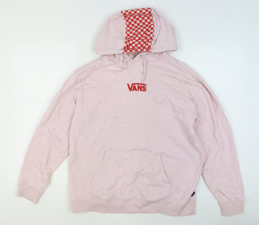 Vans Women’s Pink Hoodie Small Pullover Checkered Hood Cotton