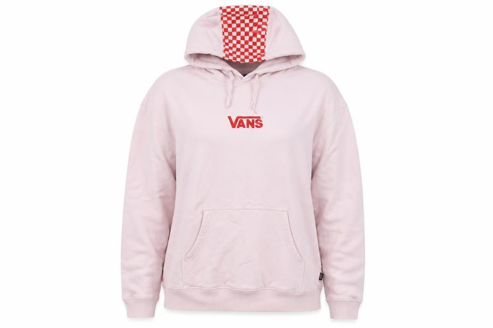 Vans Women’s Pink Hoodie Small Pullover Checkered Hood Cotton