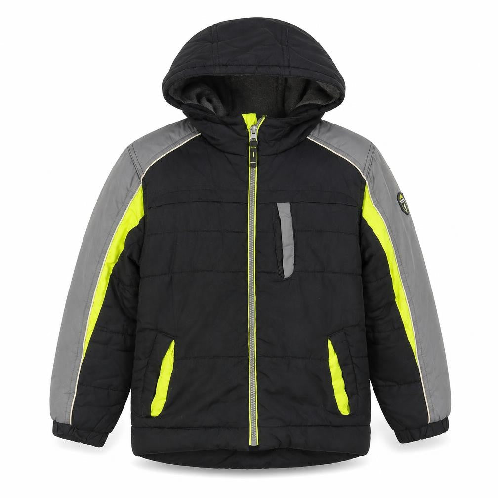 Protection System Boys Black Puffer Jacket 8 Years Hooded Full Zip Winter Coat