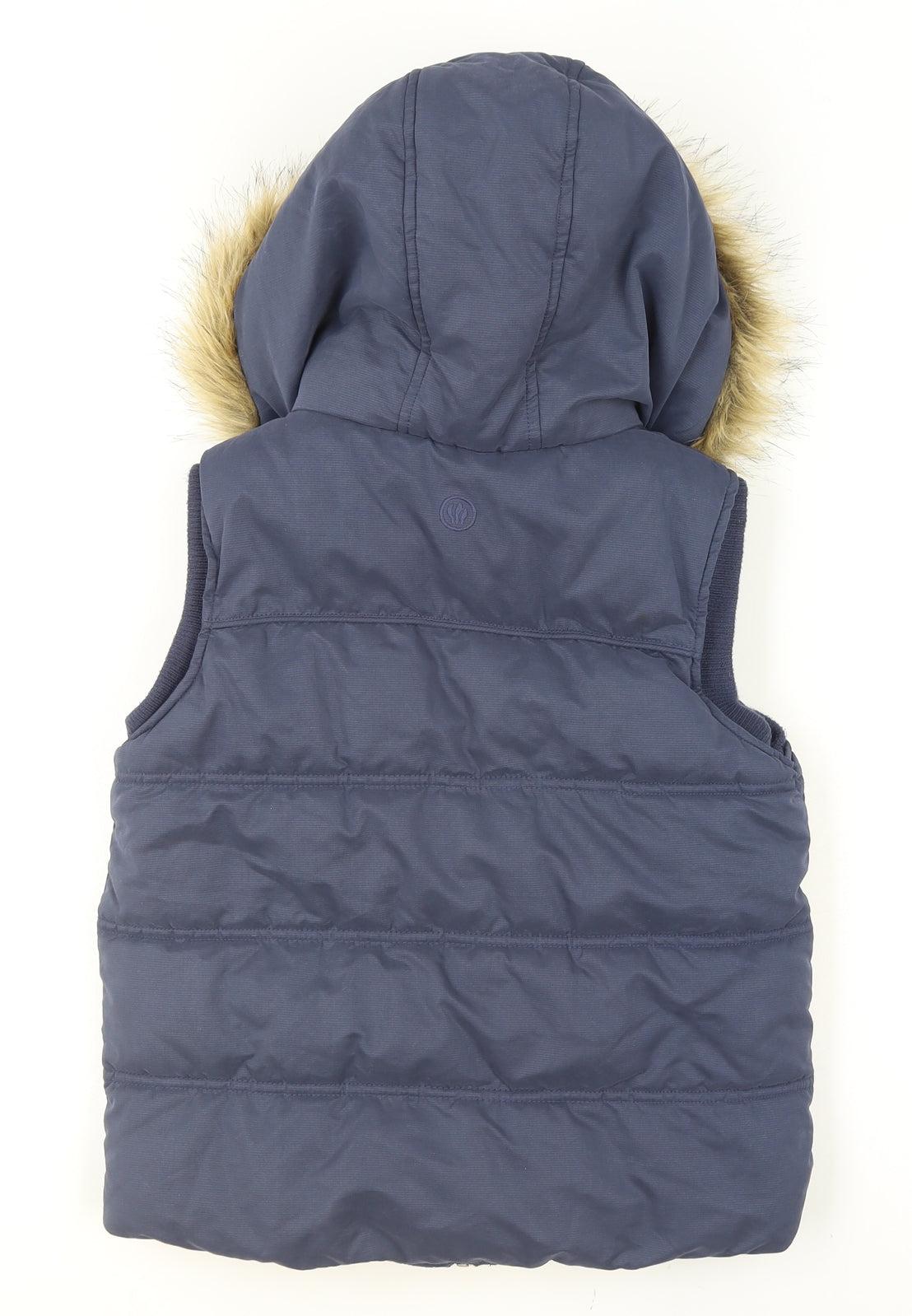 FatFace Girls Blue Hooded Faux Fur Puffer Waistcoat 10-11 Years