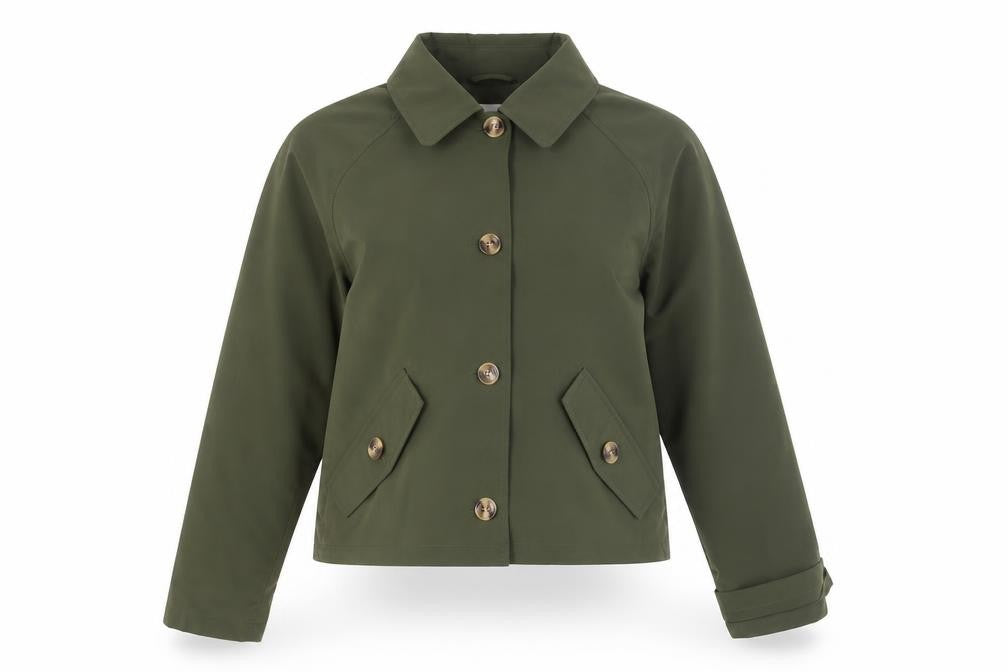 ELLE Women's Green Size 16 Short Button-Up Lined Jacket