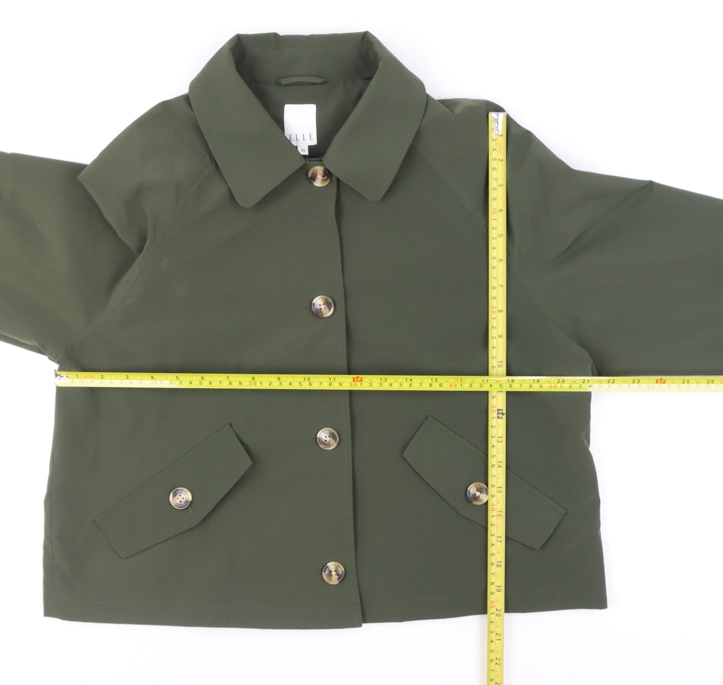ELLE Women's Green Size 16 Short Button-Up Lined Jacket