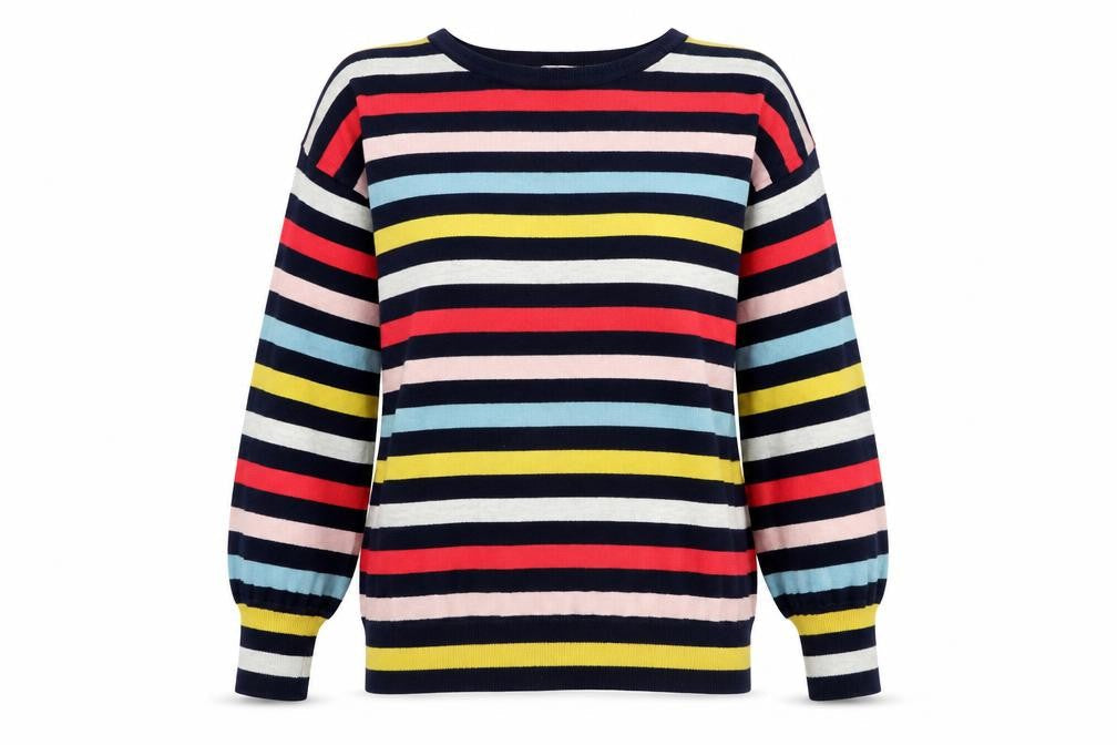 Boden Women Multicoloured Striped Wool Cotton Crew Neck Jumper Size M