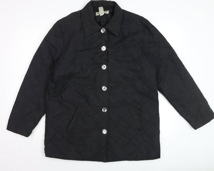 Orvis Mens Black Quilted Mid-Length Jacket M Padded Nylon Polyester