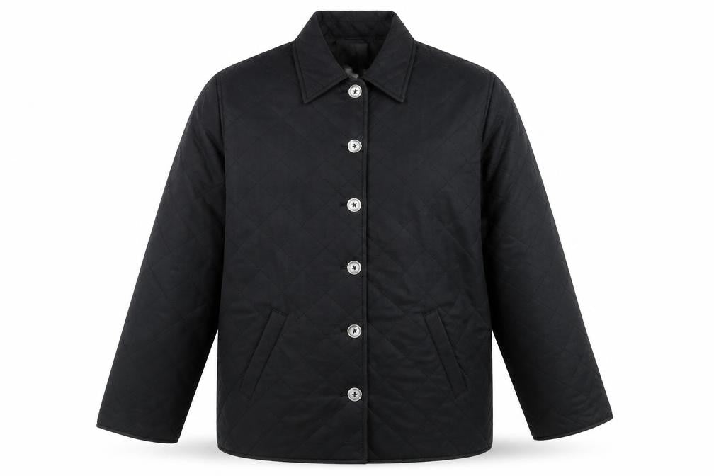Orvis Mens Black Quilted Mid-Length Jacket M Padded Nylon Polyester