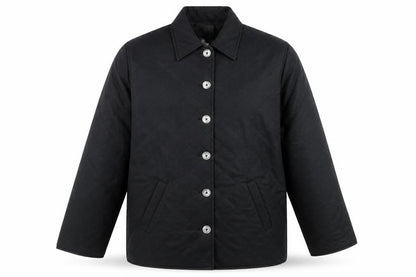 Orvis Mens Black Quilted Mid-Length Jacket M Padded Nylon Polyester
