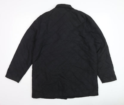Orvis Mens Black Quilted Mid-Length Jacket M Padded Nylon Polyester