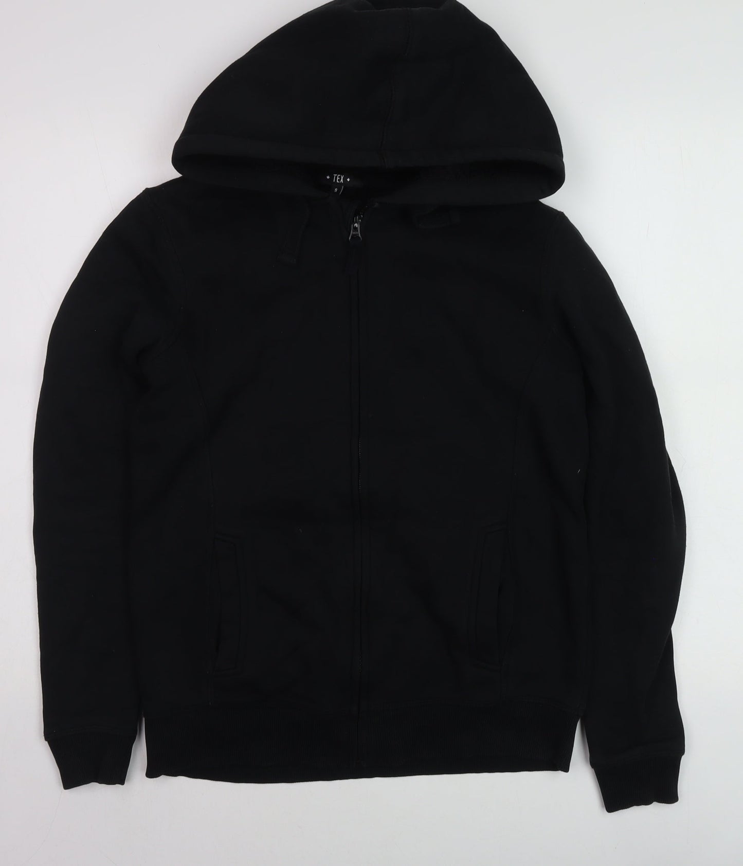 TEX Men's Black Full Zip Fleece Lined Hoodie Size S