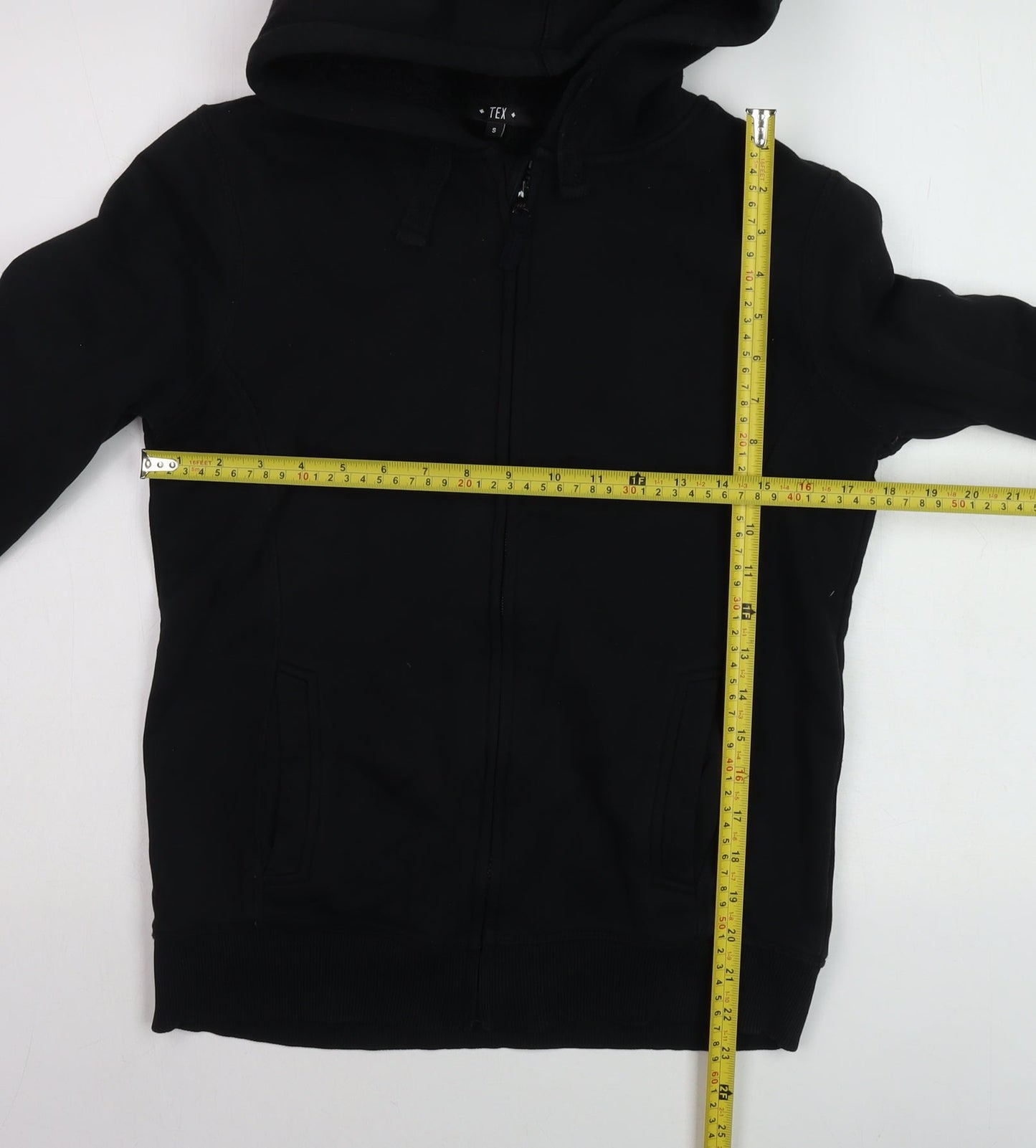 TEX Men's Black Full Zip Fleece Lined Hoodie Size S