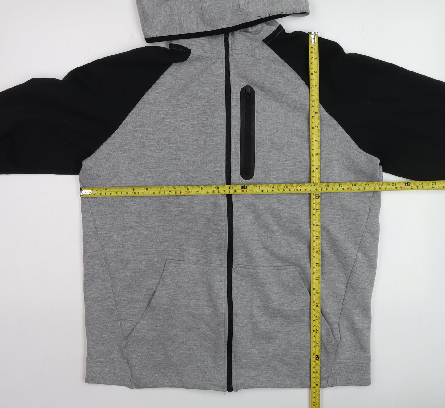 U.S. Athletic Men's Grey Black Full Zip Hoodie Size L Regular Fit
