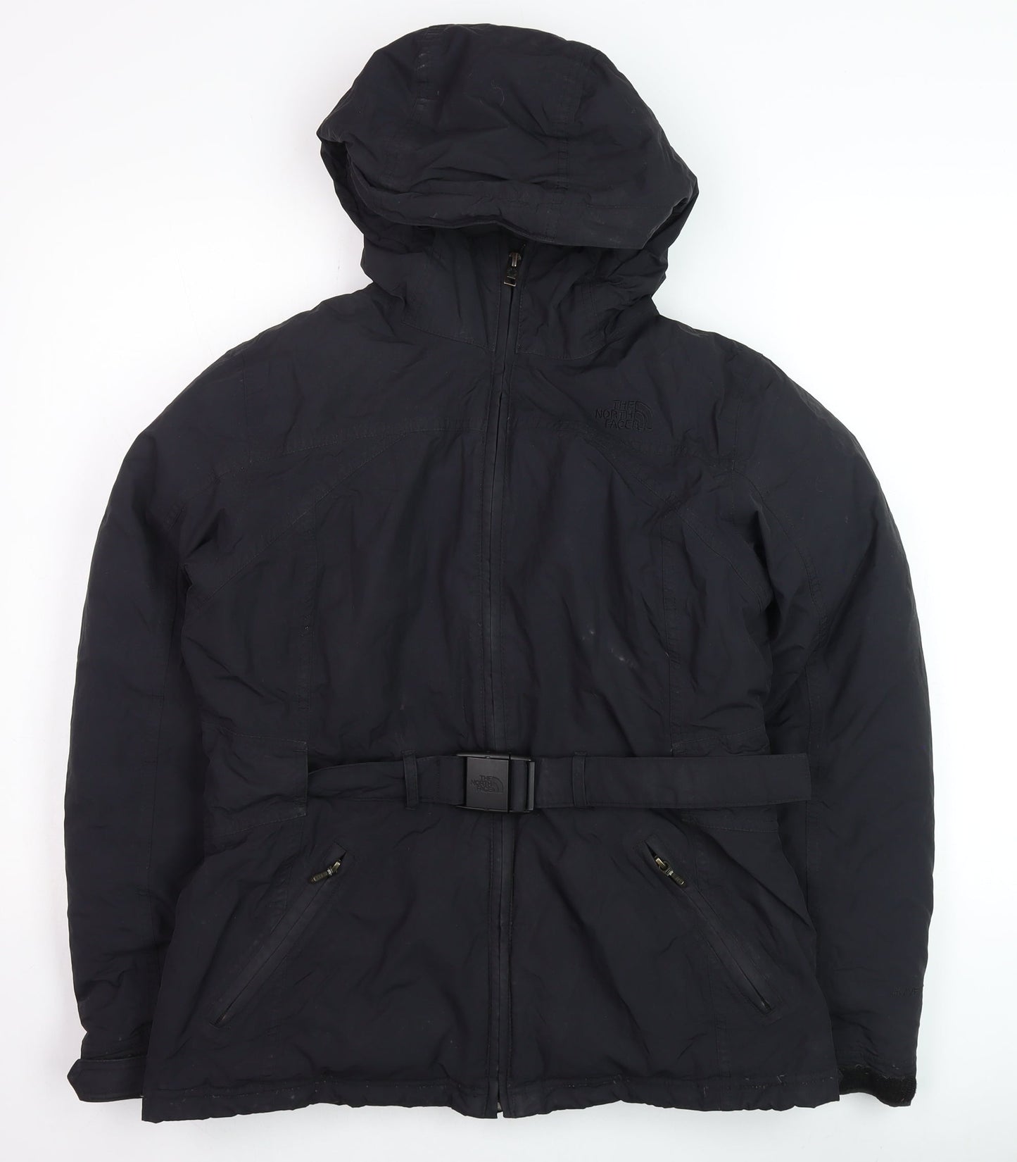 The North Face Womens Black M Belted Hooded Parka Jacket