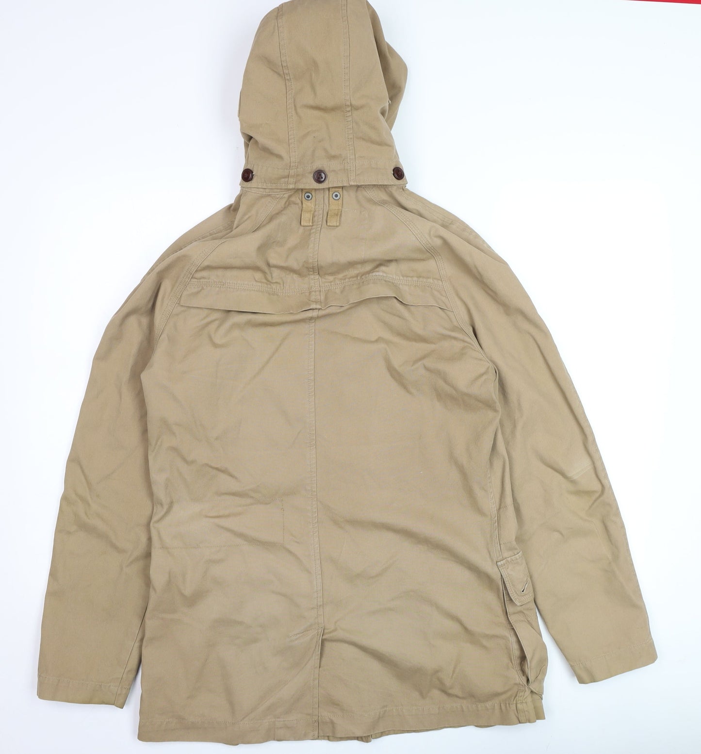 Next Men's Beige Cotton Hooded Parka Jacket Size S Casual Outdoor