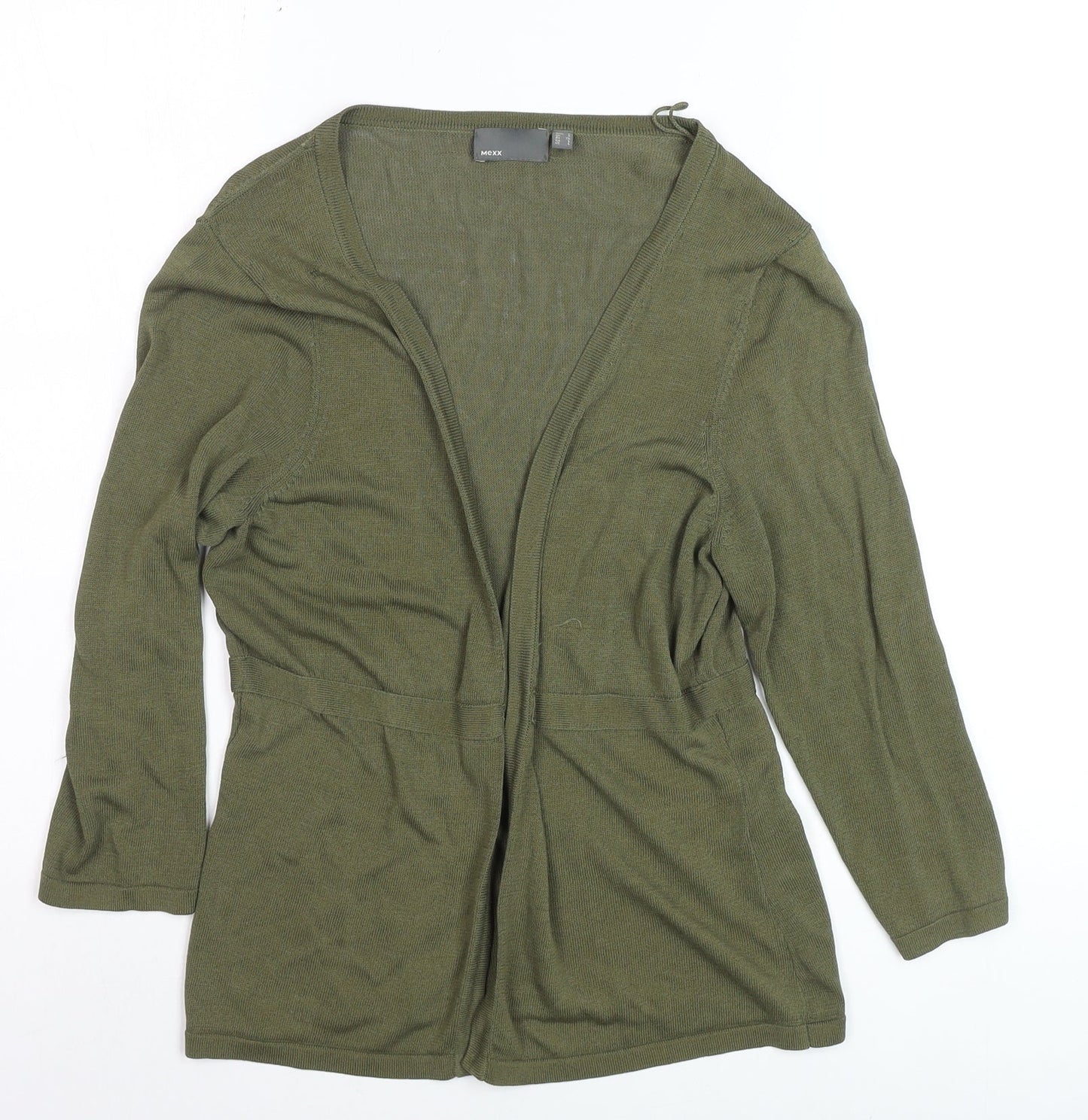 Mexx Women’s Green Cardigan L Lightweight Knit Open 3/4 Sleeve