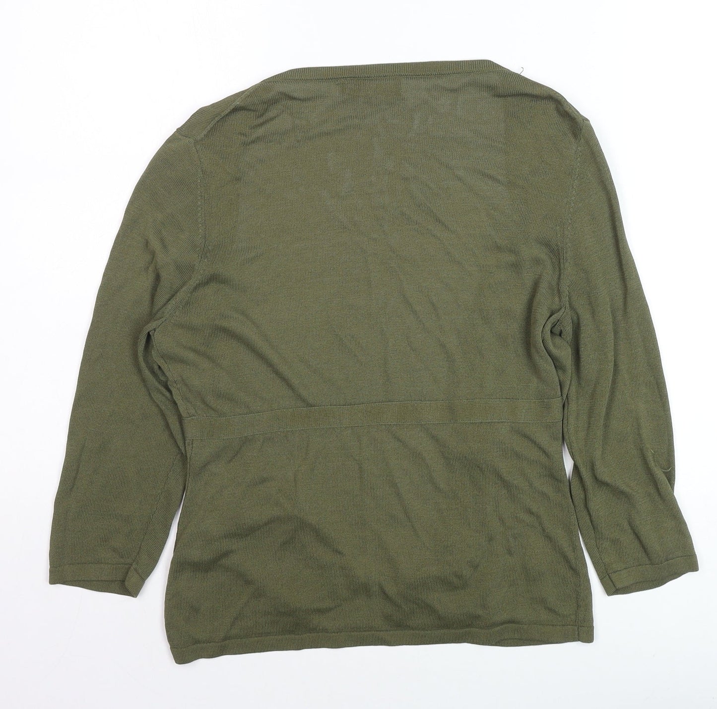 Mexx Women’s Green Cardigan L Lightweight Knit Open 3/4 Sleeve