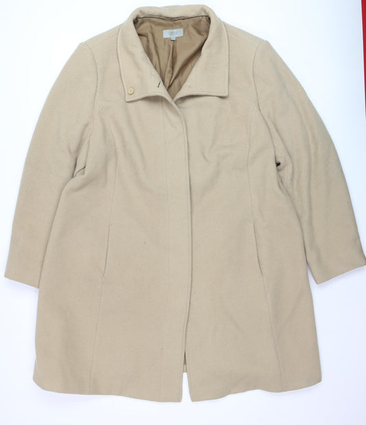 Marks and Spencer Women Beige Wool Cashmere Mid-Length Coat Size 22