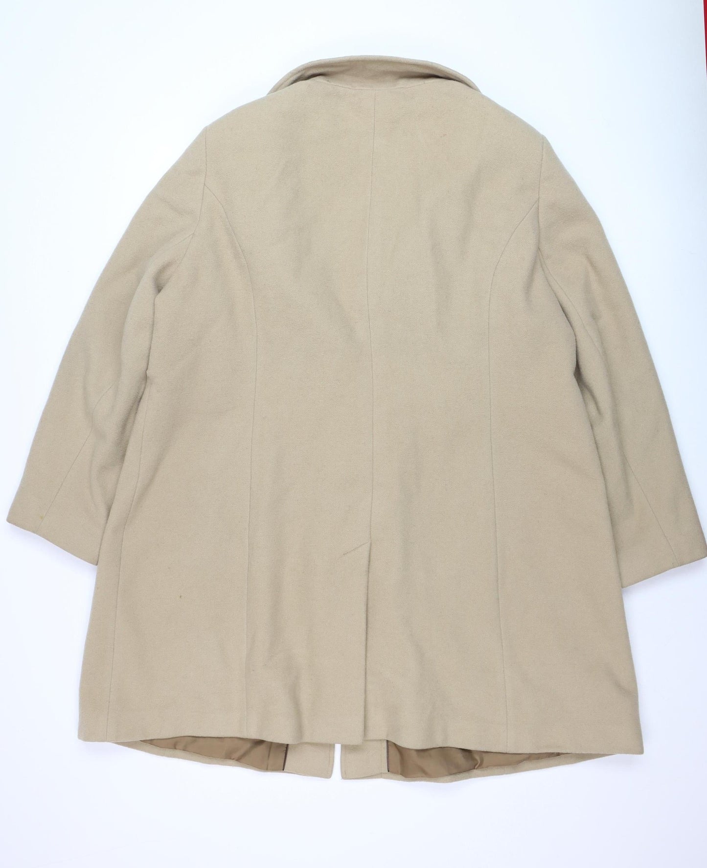 Marks and Spencer Women Beige Wool Cashmere Mid-Length Coat Size 22