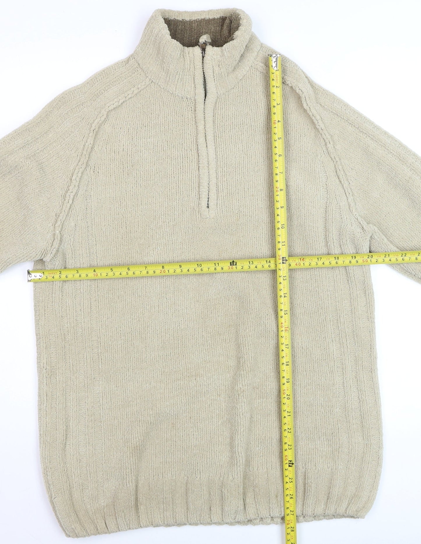 Wolsey Men's Beige 1/2 Zip High Neck Knit Jumper Size M