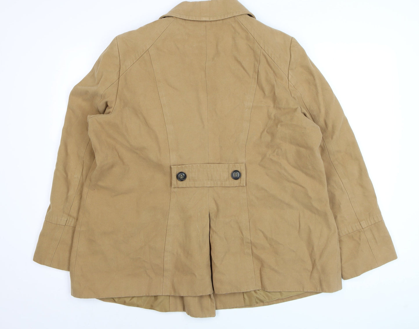 Marks and Spencer Women Beige Cotton Pea Coat Size 20
