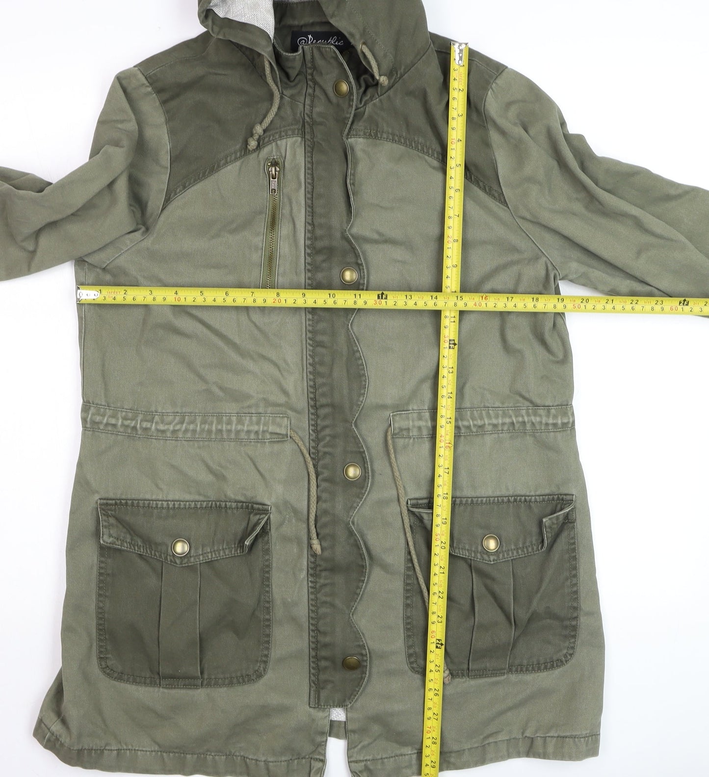 @Republic Men's Green Cotton Hooded Parka Jacket M