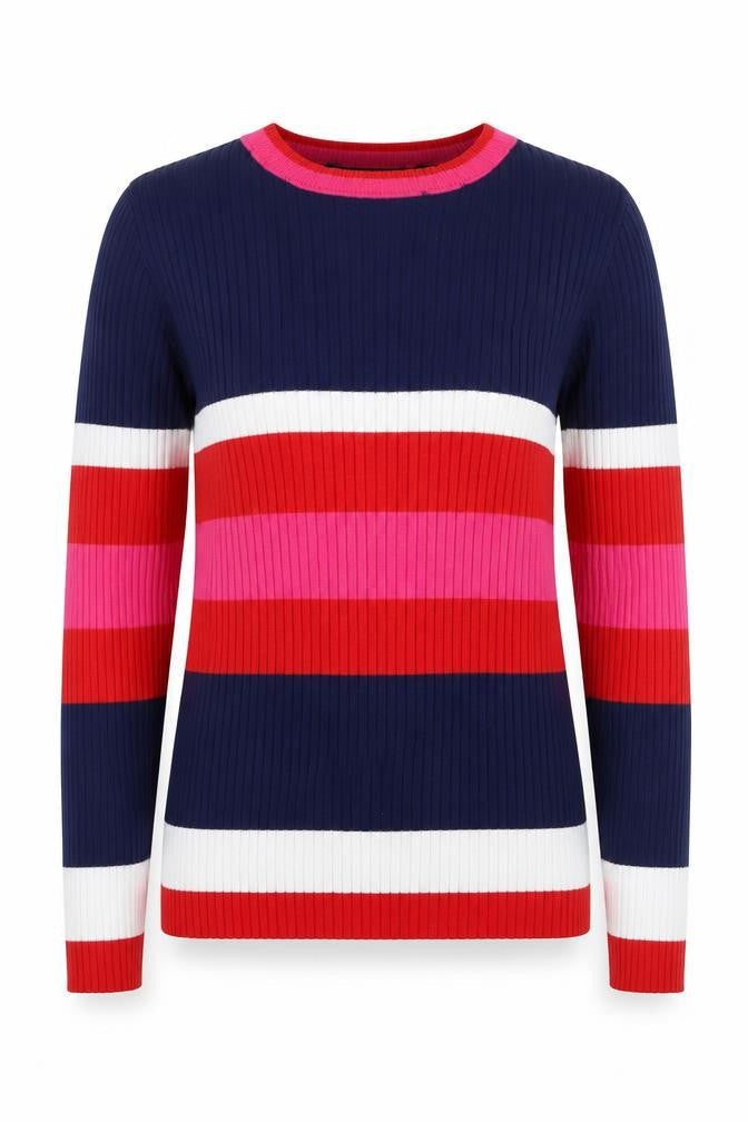 QED London Women's Multicoloured Striped Knit Jumper Size M