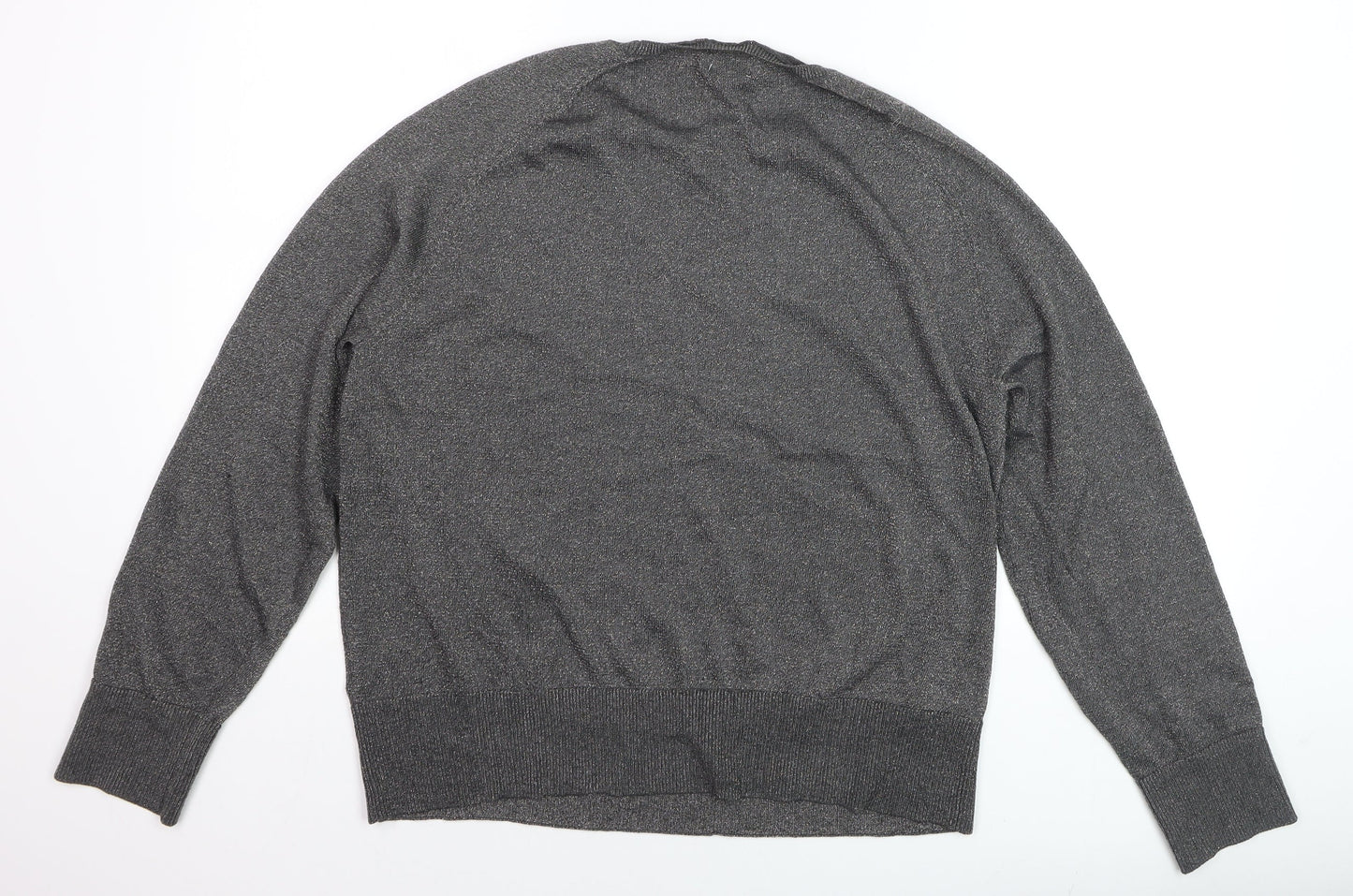 H&M Womens Grey Metallic Knit Pullover Jumper Size 14