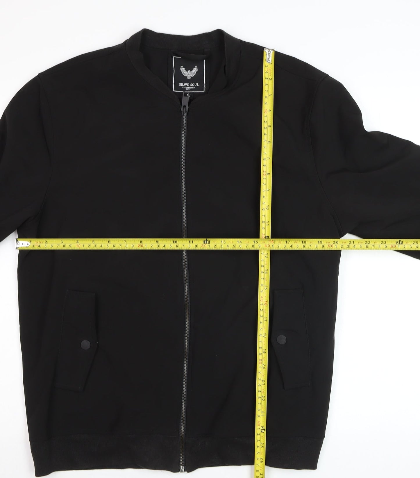 Brave Soul Men's Black XL Bomber Jacket Lightweight Softshell Zip-Up