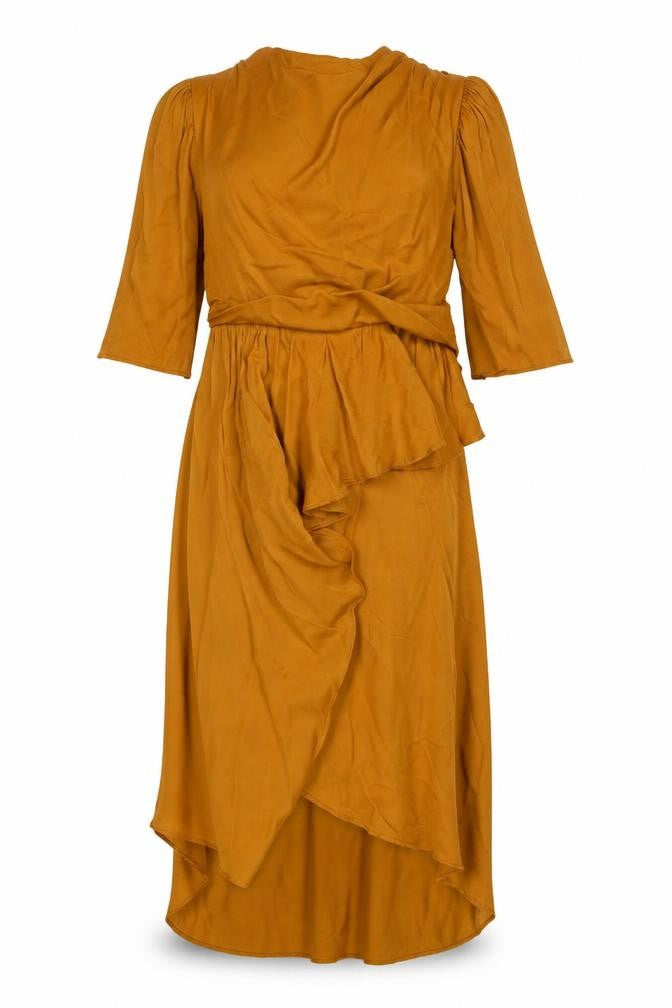 ASOS Women’s Brown Viscose Hi-Low Wrap Dress Size 12 Elegant Midi