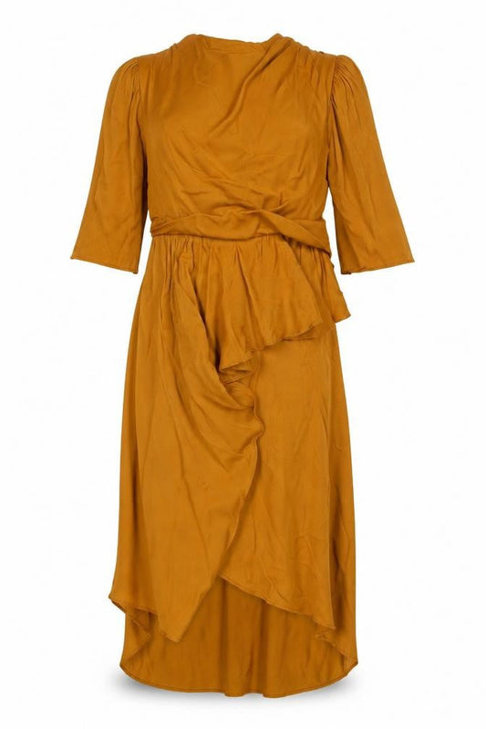 ASOS Women’s Brown Viscose Hi-Low Wrap Dress Size 12 Elegant Midi